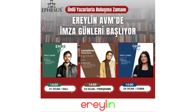 Ereylin AVM’de ünlü yazarların imza günleri başlıyor…