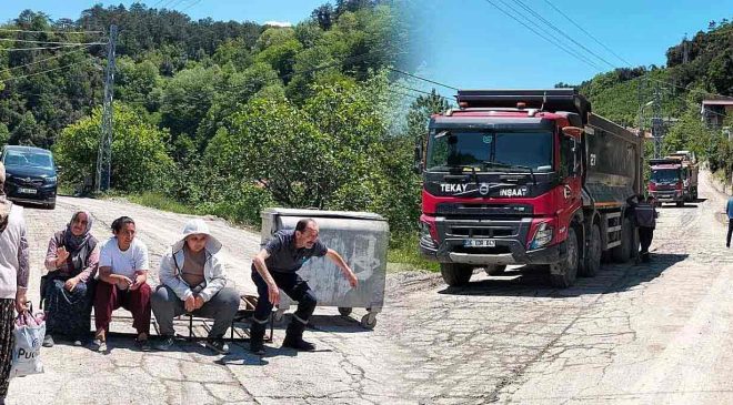 Mahalle halkı yolu çöp tenekeleri ile kapattı…