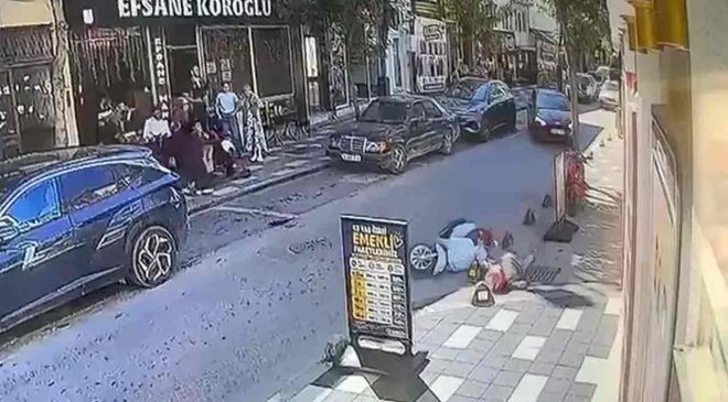 Beton dubaya çarptı…Sürücü yaralandı…Kaza kamerada