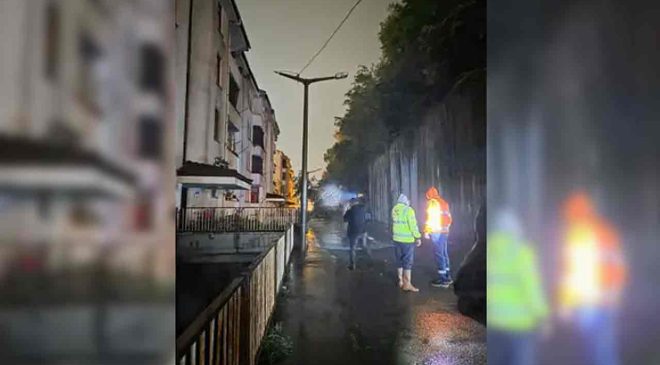 İstinat duvarı çöktü: 3 araç hasar gördü…